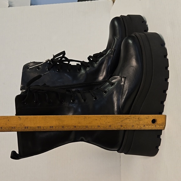 Nila & nila platform lace up woman's black boots size 40 combat grunge fall moto - Picture 16 of 17